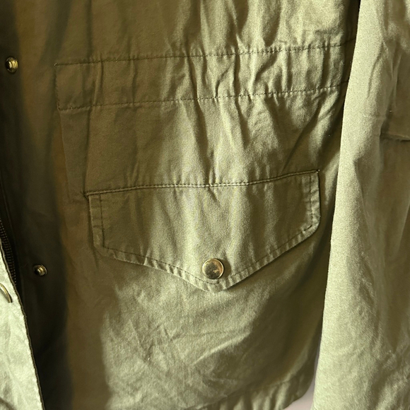 Women’s Love Tree Olive Green Hooded Utility Jacket Size M Cotton Military Parka - Picture 5 of 10
